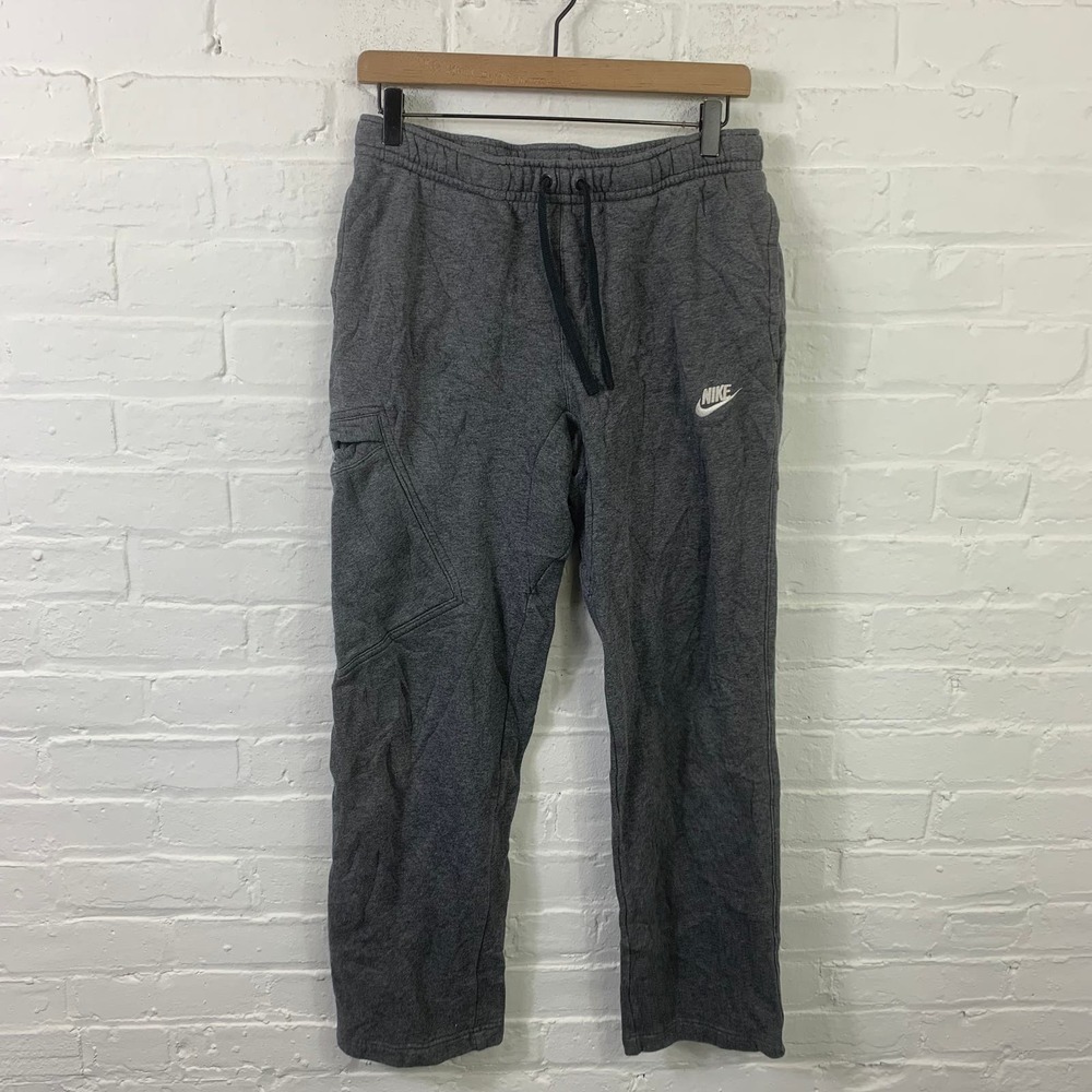 Nike Women's Elastic Waist Drawstring Open Hem Sweatpants Gray Size Medium